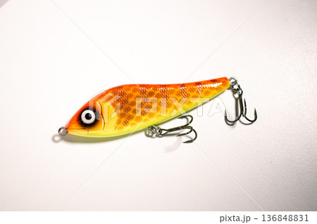 Special different colorful fishing tackles. Preparing for fishing 136848831