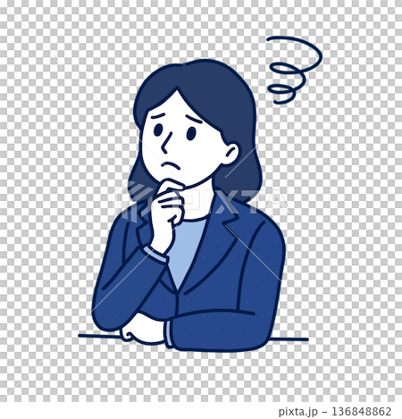 仕事の効率化を考える女性社員 136848862