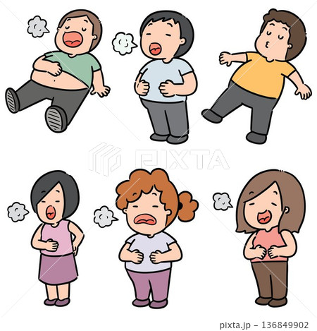vector set of people full stomach 136849902