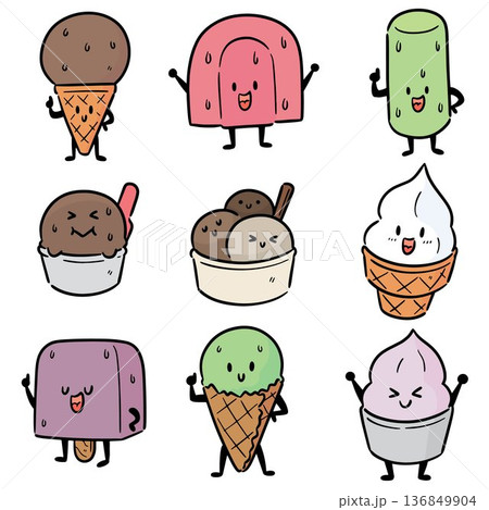 vector set of ice cream 136849904