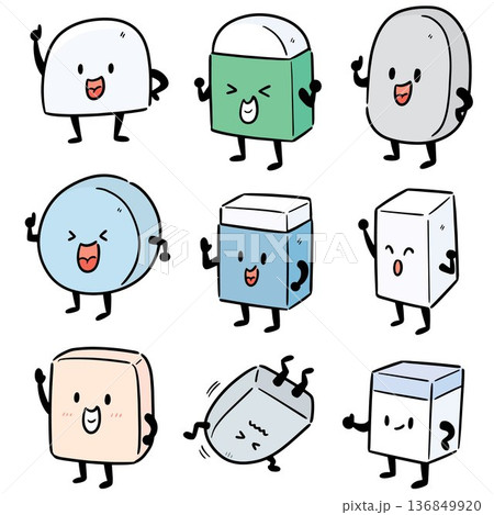 vector set of eraser cartoon 136849920