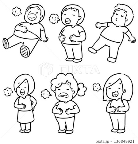 vector set of people full stomach 136849921