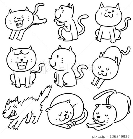 vector set of cat 136849925