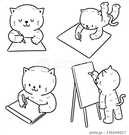 vector set of cat drawing vector set of cat drawing 136849927