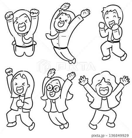 vector set of celebrating people 136849929
