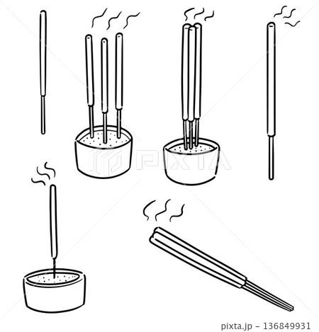 vector set of incense stick 136849931