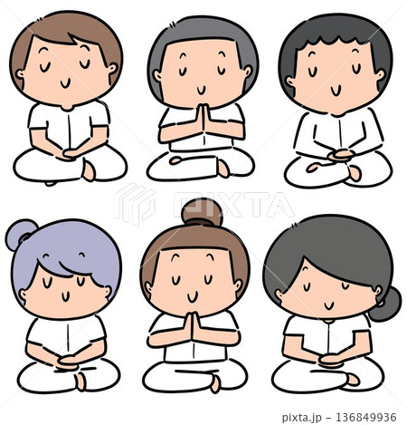 vector set of meditation 136849936