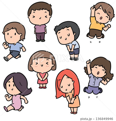 vector set of boy and girl 136849946