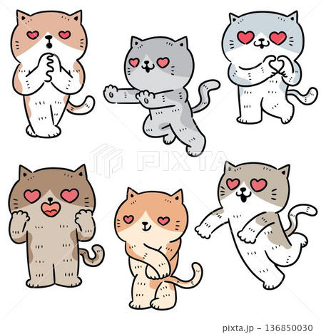 vector set of cat falling in love vector set of cat falling in love 136850030