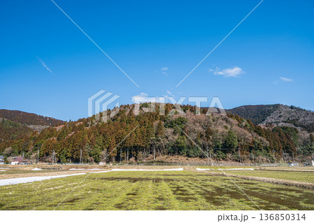 浅春のマキノ町の田園風景　滋賀県高島市 136850314