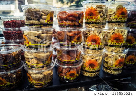 Tel Aviv, Israel, January 5, 2026 Daily life and morning bustle at the Carmel Market (Shuk HaCarmel 136850525