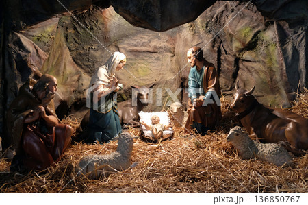 Nativity Scene, Christmas creches in the Basilica of the Sacred Heart in Zagreb Nativity Scene, Christmas creches in the Basilica of the Sacred Heart in Zagreb 136850767