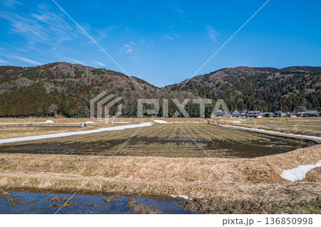 浅春のマキノ町の田園風景 滋賀県高島市 浅春のマキノ町の田園風景 滋賀県高島市 136850998