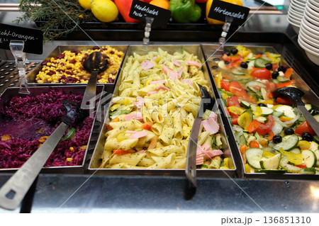 Salad bar in highway restaurant in Pentling, Germany Salad bar in highway restaurant in Pentling, Germany 136851310