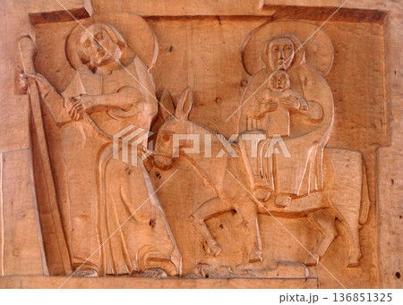Flight to Egypt, Saint Lawrence church in Kleinostheim, Germany 136851325