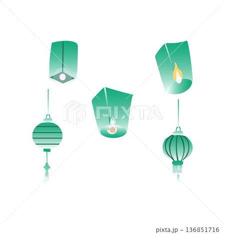 Lantern Festival Collection for Festivals  free vector illustration 136851716