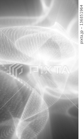 Soft glowing white abstract forms with translucent texture and airy high-key light, minimal futuristic background 136851964