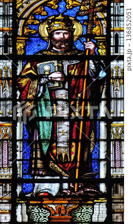 Saint Leo, stained glass window in the Basilica of Saint Clotilde in Paris, France Saint Leo, stained glass window in the Basilica of Saint Clotilde in Paris, France 136852051