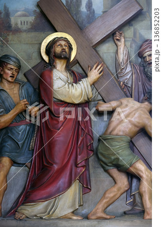 2nd Stations of the Cross, Jesus is given his cross, Basilica of the Sacred Heart of Jesus in Zagreb, Croatia 2nd Stations of the Cross, Jesus is given his cross, Basilica of the Sacred Heart of Jesus in Zagreb, Croatia 136852203