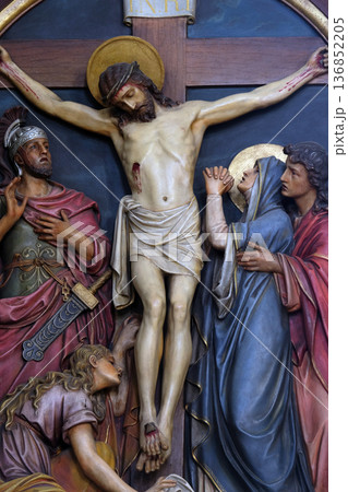 12th Stations of the Cross, Jesus dies on the cross, Basilica of the Sacred Heart of Jesus in Zagreb, Croatia 12th Stations of the Cross, Jesus dies on the cross, Basilica of the Sacred Heart of Jesus in Zagreb, Croatia 136852205