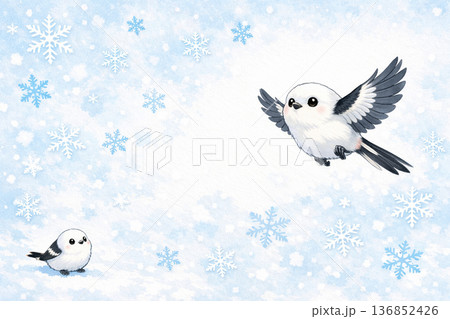 2羽のシマエナガ 136852426