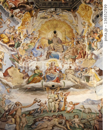 Last Judgment, fresco by Giorgio Vasari in the Cattedrale di Santa Maria del Fiore (Cathedral of Saint Mary of the Flower), Florence, Italy Last Judgment, fresco by Giorgio Vasari in the Cattedrale di Santa Maria del Fiore (Cathedral of Saint Mary of the Flower), Florence, Italy 136852599