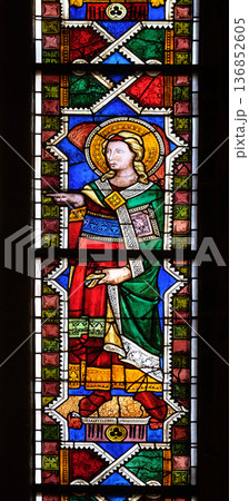 Saint Tobias, stained glass window in the Basilica di Santa Croce (Basilica of the Holy Cross) - famous Franciscan church in Florence, Italy Saint Tobias, stained glass window in the Basilica di Santa Croce (Basilica of the Holy Cross) - famous Franciscan church in Florence, Italy 136852605