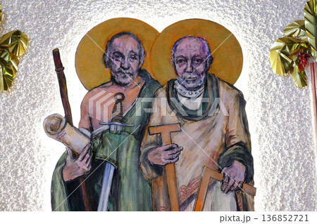 St. James the Less and St. Thomas on tha altar of the church of Saint Blaise in Zagreb, Croatia 136852721