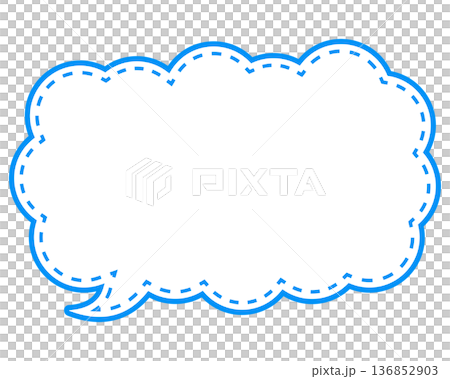 Simple colored line speech bubble, elongated cloud shape Simple colored line speech bubble, elongated cloud shape 136852903