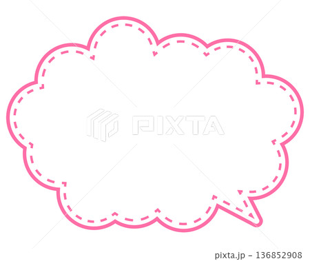 シンプルなカラー線の吹き出し　丸みのある雲形 136852908