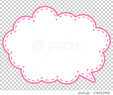 シンプルなカラー線の吹き出し　丸みのある雲形 136852908