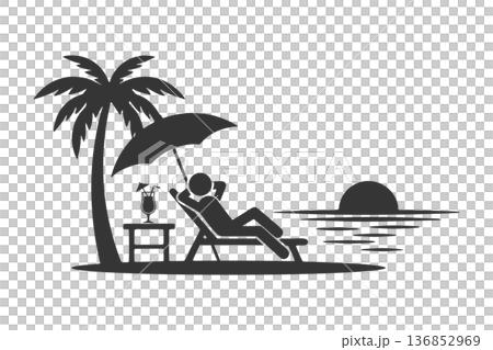 度假者的剪影圖標 136852969