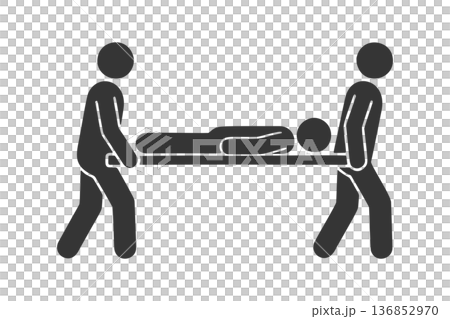 擔架上抬著的人的剪影圖標 擔架上抬著的人的剪影圖標 136852970