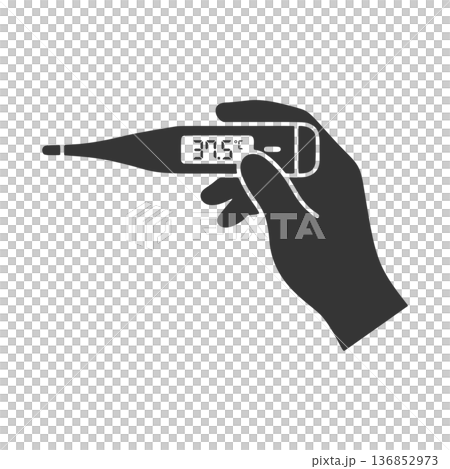 発熱を示す体温計のシルエットアイコン 136852973