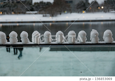 大雪で塗り替えられた環水公園の美しい雪景色 大雪で塗り替えられた環水公園の美しい雪景色 136853069