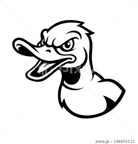 Black and White Duck Illustration Character Vector Logo Template Black and White Duck Illustration Character Vector Logo Template 136853112