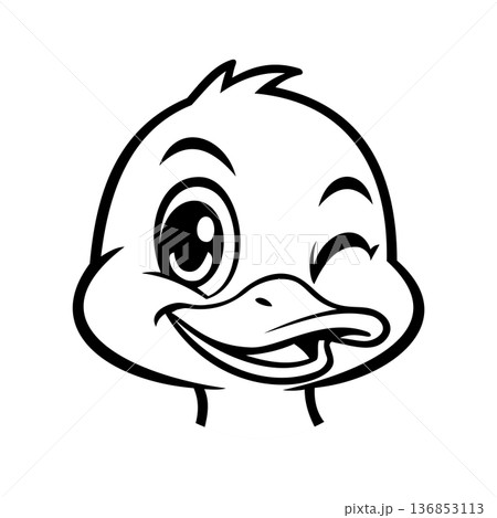 Line Cute Duck Illustration Character Vector Logo Template Line Cute Duck Illustration Character Vector Logo Template 136853113