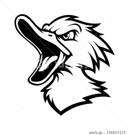 Line Shout Duck Illustration Character Vector Logo Template Line Shout Duck Illustration Character Vector Logo Template 136853115