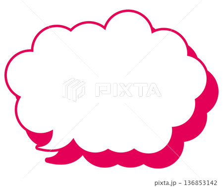 シンプルなカラー線の吹き出し　丸みのある雲形 136853142
