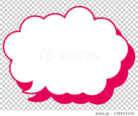 シンプルなカラー線の吹き出し　丸みのある雲形 136853142