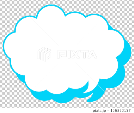 Simple colored line speech bubble with rounded cloud shape 136853157