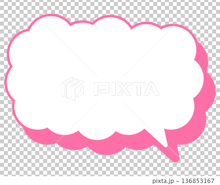 Simple colored line speech bubble, elongated cloud shape 136853167