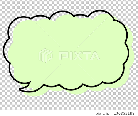 A simple speech bubble with misaligned lines, a long, thin cloud shape A simple speech bubble with misaligned lines, a long, thin cloud shape 136853198