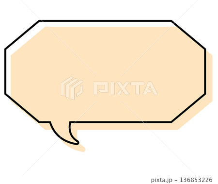 シンプルな線がずれた吹き出し 細長い八角形 シンプルな線がずれた吹き出し 細長い八角形 136853226