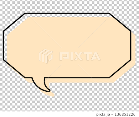 シンプルな線がずれた吹き出し 細長い八角形 シンプルな線がずれた吹き出し 細長い八角形 136853226