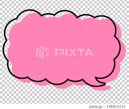 A simple speech bubble with misaligned lines, a long, thin cloud shape A simple speech bubble with misaligned lines, a long, thin cloud shape 136853231