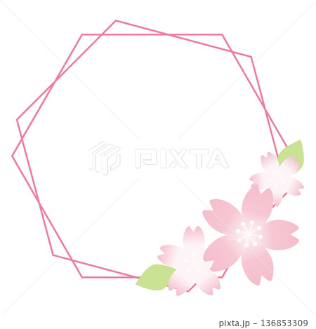 シンプルな桜のフレーム 136853309