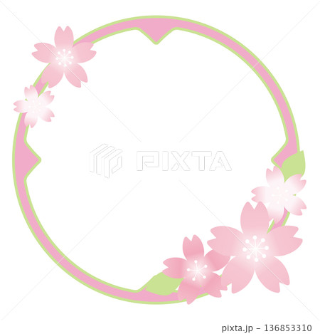 桜の丸いフレーム 136853310