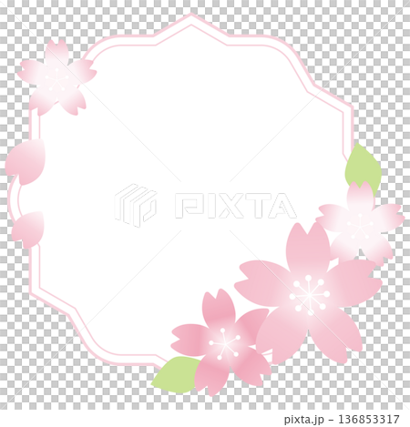 シンプルな桜のフレーム 136853317