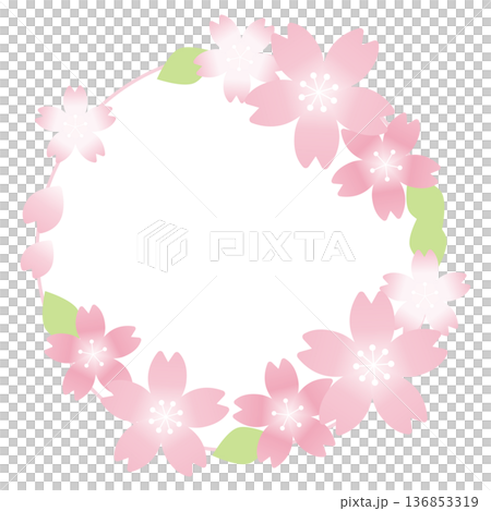 可愛い桜の丸フレーム素材 136853319
